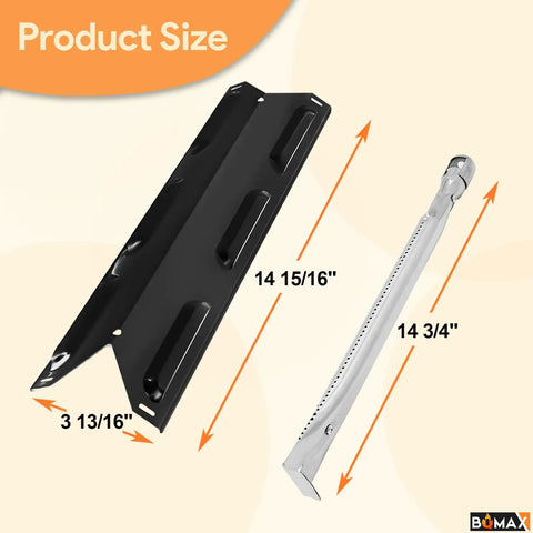 Grill Replacement Parts Kit For Kenmore 3 Burner Gas Grill with heat plate and burner set dimensions.
