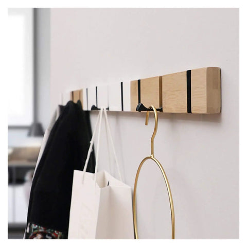 Wall Mounted Nailless Folding Coat Hook Set Featuring Twin Bar Design for Hallway Closet Entryway Zero Drilling Installation with bags.