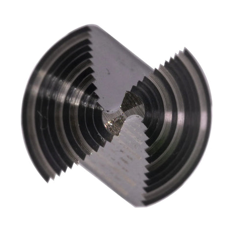 Close-up of step drill bit, 3/16–7/8 inch, straight grooved double-fluted, M2 high-speed steel