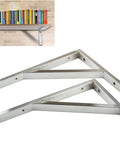 Heavy Duty Stainless Steel Triangle Shelf Brackets Pack Of Two Built Like A Tank corner supports shown from side angle.