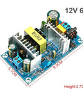 Heavy Duty Industrial AC DC Power Converter Converts 110 220 V Down To Smooth 12 V At 72 Watt Peak showing front view with dimensions.