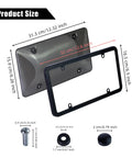 Clear License Plate Cover And Frame To Keep Your Ride Looking Fresh Anti Scratch Weather Resistant Protector For Cars Universal US Standard Plates Includes Screws Caps And Washers Durable Black Exterior Accessory with size measurements