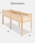 Raised Wood Garden Bed With Elevated Planter Stand, 72 By 24 By 30 Inches, Divider Panel, Six Leg Support, 300 Lb Capacity shown