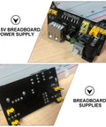 Breadboard Power Supply Module 6.5-12V Input, 3.3V And 5V DC Output, Mb102 Compatible, 6-Pack Portable Design, Ideal For Industry, Lab, School, Makers, And DIY Prototyping mounted on breadboard