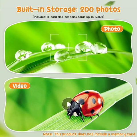 Cool 2-In-1 Kids Microscope And Telescope With 1000X Digital Zoom, HD Portable Science Toy For Ages 4-12, Learn Plants Insects And Birds, Educational Birthday Gift, Yellow built-in storage 200 photos, photo and video view of dew and ladybug