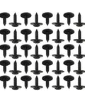 Hardcore 40 Pack M4.8 X 17.8 Mm Phillips Truss Head Self Tapping Screws Black Coated Steel Fasteners arranged in rows.