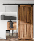 Built To Last Heavy Duty Box Rail Sliding Barn Door Hardware Kit With Wall Mount Track System 6.6 Feet Rail installed