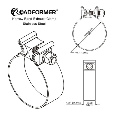 3 Inch Exhaust Clamp Narrow Band Stainless Steel Slip Fit Connector for 3 Inch OD to 3 Inch ID Exhaust Pipes