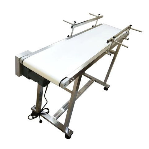 Heavy Duty 110V PVC Belt Conveyor With Double Guardrail 53 Inch Long Belt 11.8 Inch Wide Built Tough For Industrial Transport Anti Static