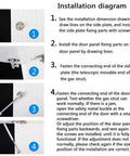 Installation diagram for Gas Strut Cabinet Lid Support Kit For Soft Close Cabinet Doors 150N 33lb 15kg 2 Pack Easy Install Lift System