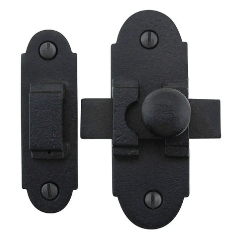Heavy Duty Solid Wrought Iron Slide Bolt Door Latch With Matte Black Finish And Rust Resistant Coating Dead Simple To Mount Smooth Slide Action Hardware For Rustic Barn Style Cabinet Doors