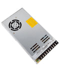Tough As Nails 350W AC DC Power Supply 15V Enclosed Unit Designed For Standard 1U Rack Mounts, silver metal enclosure with cooling fan.
