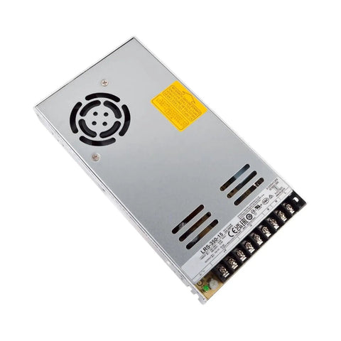 Tough As Nails 350W AC DC Power Supply 15V Enclosed Unit Designed For Standard 1U Rack Mounts, silver metal enclosure with cooling fan.