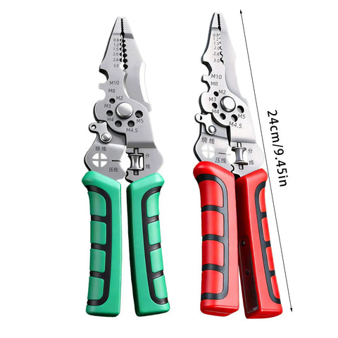 All In One Wire Stripper With Inductive Voltage Tester Pro Grade Electrician Cutting Tool with ergonomic grip, 24cm size