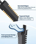 Diagram of 40 Inch Metal Detecting Shovel With T Handle Root Slayer Digging Tool showcasing serrated edges and tapered head features