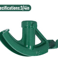 Close-up of a Heavy Duty Electric Pipe Bender for Quick Tube Forming and Wire Curving, green cast iron design, suitable for 3/4in pipes.