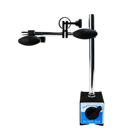 Magnetic Base Stand With Fine Adjustment For 3/8 Inch Digital Dial Test Indicator Gauge, Heavy Duty Steel Construction, Rock Solid Magnetic Clamp, 132 Lb Max Pull, 60 Kg, Rugged Adjustable Holder For Workshop Calibration