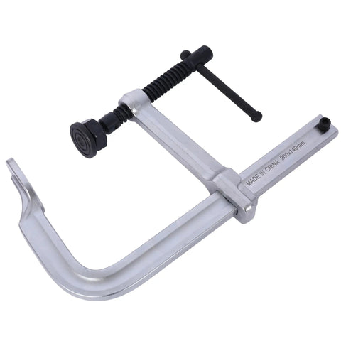 Heavy Duty F Clamp With Removable Swivel Pads And Deep 8 Inch Jaw For Serious Welding And Woodworking Projects That Need Real Grit And Grip To Hold Things Tight - profile view