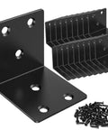 20-piece set of 2 Inch Black Corner Brackets with screws for wood furniture shelves and bed, 90 degree L braces, reinforcing joints.