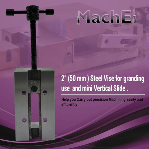 Mini Steel Vise Clamp for Precision Workholding, 2 Inch Jaw, 50 Mm Opening against purple background