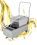 Commercial Deep Fryer Oil Filter Machine With High Flow Pump For Effortless Restaurant Use, stainless steel and foldable design.