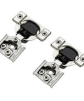 Close-up of 50 Pack 25 Pairs Half Inch Overlay Soft Close Cabinet Hinges Satin Nickel Stainless Steel Hidden Concealed Self Closing
