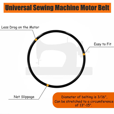 3 Pack Universal Sewing Machine Motor Belt Stretchable 13 To 15 Inch Perimeter No Slip Low Drag Fits Singer White Domestic Sewing Machines Durable Nitrile Rubber Construction For Quick Fit diagram with belt specifications