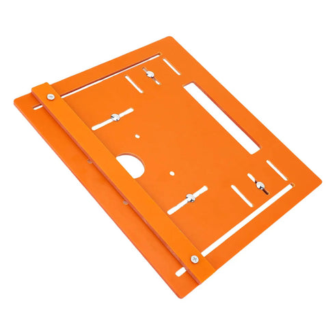 Pro Grade Aluminum Circular Saw Base Plate And Router Table Insert featuring accurate cut guides and adjustable markings.