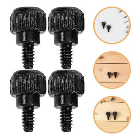 100 Pack Black Carbon Steel Thumb Screws For PC Cases With Anti Loosening Design, black knurled fasteners displayed.