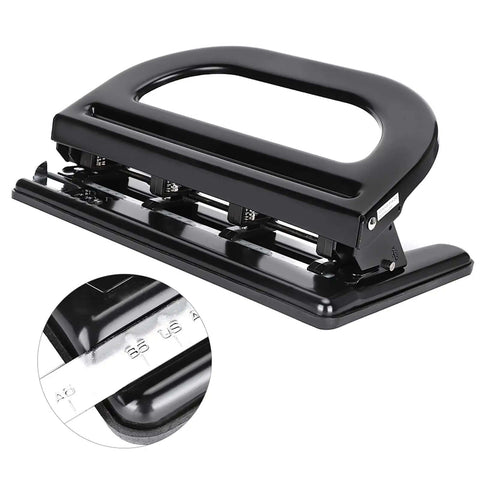 Heavy Duty 4 Hole Paper Punch With Built In Ruler For Up To 30 Sheets Adjustable Manual Hole Puncher Iron Construction