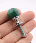 Slick Crystal Sphere Drawer Knobs Plus Heavy Duty Cabinet Grips For Smooth Operation Kitchen Cabinets And Closet Pulls Top Shelf Nifty Hardware Set Of Two, green crystal ball handle in hand.