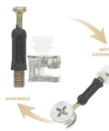 30 Sets Cam Lock Fittings Kit For Wardrobe And Drawer With M6 Cam Screws and Nuts, zinc alloy construction showing assembly steps