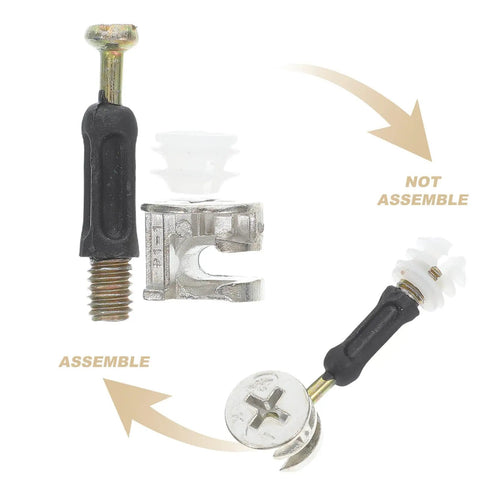 30 Sets Furniture Connection Kit With M6 Cam Lock Fittings Zinc Alloy Screws And Embedded Rod Connectors assembly guide