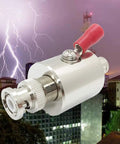 BNC Lightning Arrester 90V Gas Discharge Tube with buildings and lightning in background