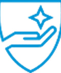 Icon of a hand under a star, symbolizing care or quality assurance.