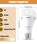 Emergency Rechargeable Light Bulbs Six Pack For Power Outages A21 9W 60W Equiv Battery Operated Bulbs With 1200mAh Backup