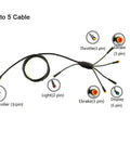 Waterproof 1 To 5 Electric Bicycle Cable For E Bike KT Controller With Display Throttle Ebrake Headlight Wiring Kit 156cm Long Conversion Cable