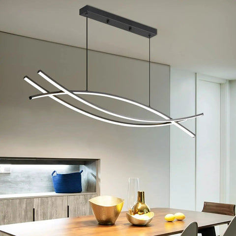 Lit Linear LED Pendant Light With Dimmable Stepless Control in modern kitchen setting