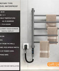 180 Degree Swivel Stainless Steel Towel Warmer Rack With One Hour To Twenty Four Hour Timer Wall Mounted Plug In Five Bars Gray Finish For Bathroom And Spa Space Saver Electric Towel Dryer For Home