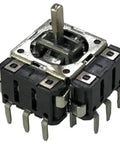 Close-up of Five Pack Dope Small Joystick With Switch Potentiometer B10K FJ06KS for DIY arcade machines and game console projects.