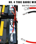 4 AWG 24 Inch Battery Inverter Cable Set With Zinc Plated Copper Terminals for Cars Trucks and Solar Power Systems