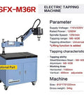 SFX-M36R Electric Tapping Machine with flexible arm and control panel for M6 to M36, powered by a 1200W motor.