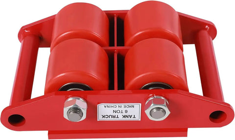 Heavy Duty Machine Skates With 360 Swivel PU Rollers For Industrial Machinery Moving Carbon Steel Base, 6-ton capacity dolly.