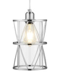 Modern Cylindrical Pendant Light With Dual Shade In Brushed Nickel And Clear Glass For Kitchen Island Sink Dining Room Bar And Foyer