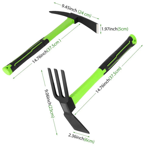 Two-Piece Garden Hoe Set With Non-Slip Ergonomic Handles For Easy Weeding And Plant Care, Durable Carbon Steel Outdoor Tools Built To Last