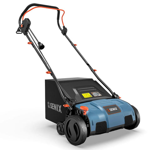 2 In 1 Electric Dethatcher And Scarifier For Lawn Care With A Handy Walk Behind Design, 15 Inch Width, 13 Amp Power, Includes 13.2 Gallon Collection Bag