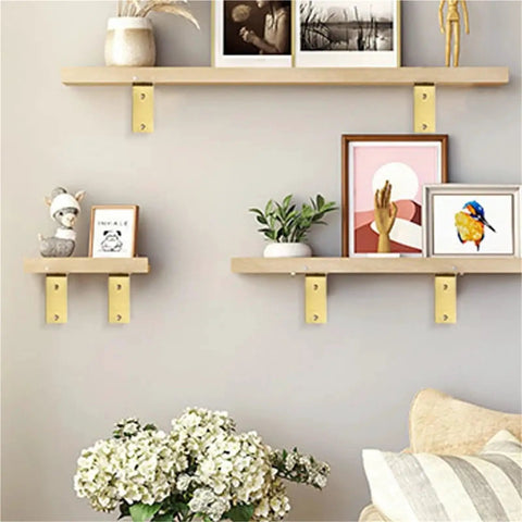 50Pcs Heavy Duty Wall Mounted Table And Shelf Bracket Set for modern home decor with floating shelves on a living room wall