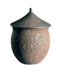 Retro Styled Sealed Ceramic Jar For Loose Tea And Coffee Beans Offering Top Shelf Pantry Organization That Makes Food Storage No Sweat And Large Airtight Spice Canister For Herbs And Snacks with a textured surface and conical lid.