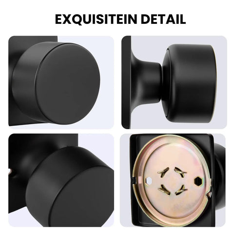 Matte Black Dummy Door Knobs 3 Pack Non Turning Pull Handles For Closet Pantry And French Doors No Function Door Pulls Built To Last Metal Hardware Durable close-up matte black metal dummy knob and mounting plate
