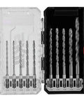 SKIL 10-piece hex shank carbide hammer drill bit set in clear plastic case
